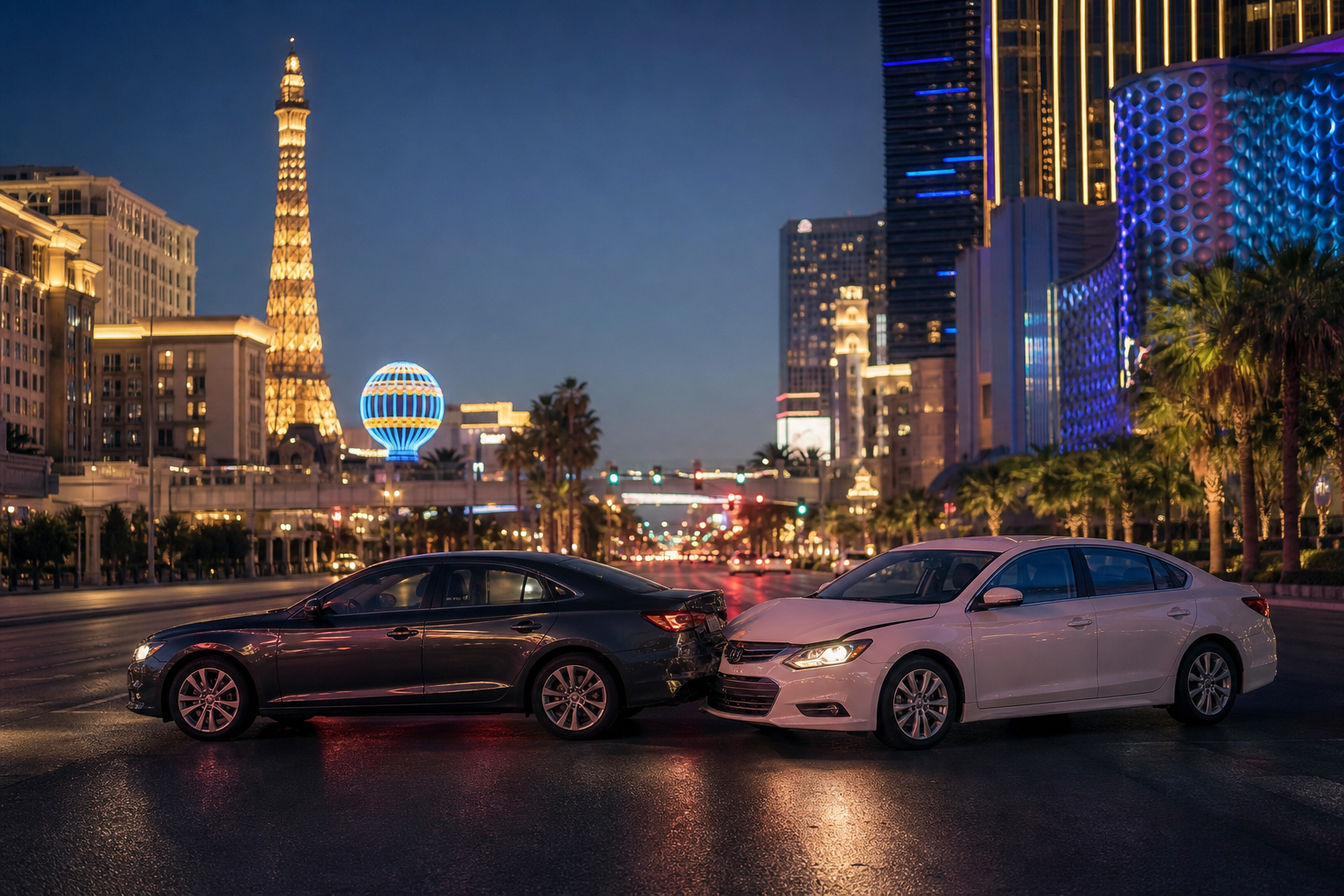 Accidente de auto durante un viaje a Las Vegas